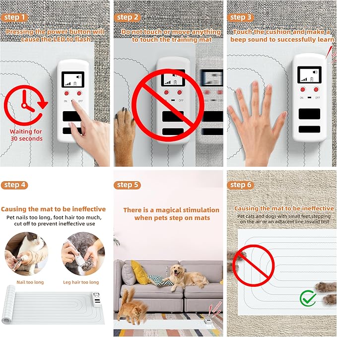 pet Training mat, Scan pet Indoor Electric Shock mat, LED Screen Cats and Dogs Electric Shock mat, Electric Drive Training mat to Keep Pets Away from The Sofa, 3 Modes (20"x48") (20x48) (20X48)