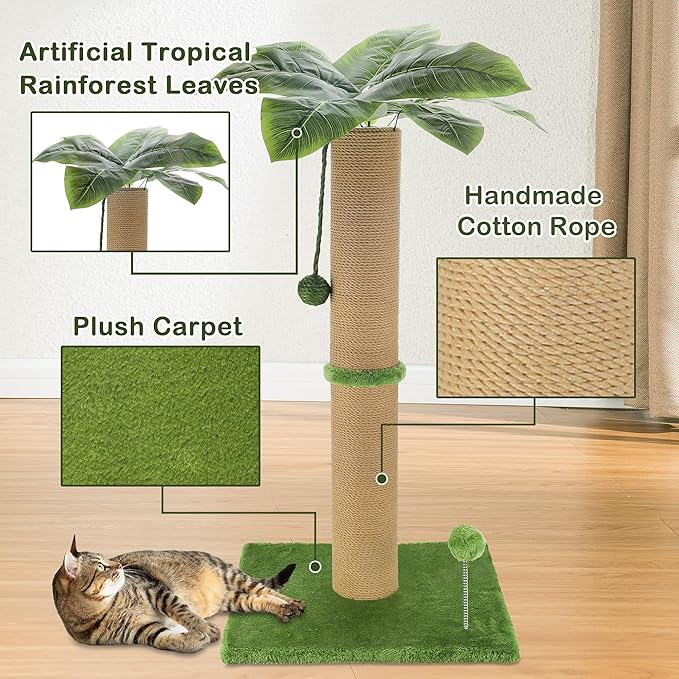 Cat Scratching Post 36 Inches Heavy Duty Scratching Post with Palm Leaf Cat Tree Large Cat Scratch Post for Adult and Kitten