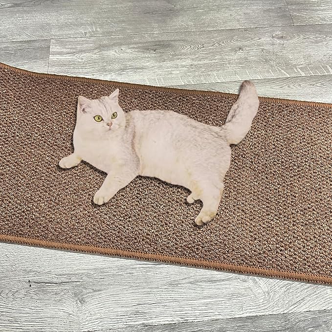 70.9"x 15.7" Thickened Extra Large Cat Wall Climbing Carpet with 10pcs Fixed Nails, Durable Cat Wall Furniture, Wall Scratcher, Scratching Post, Couch Sofa Protector, Brown