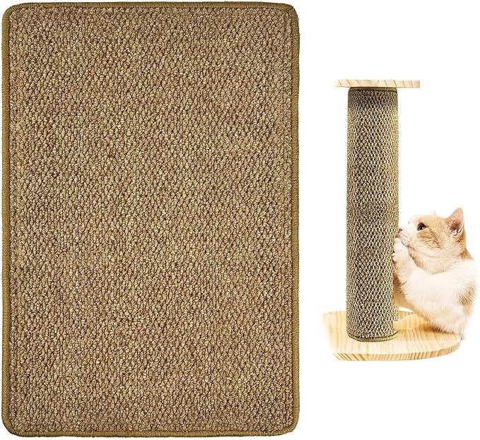 Large Natural Sisal Cat Nail File Scratcher, Sisal Cat Scratch Pad Wrapped Around Cat Scratcher Post or Cat Tower, Sisal Cat Scratching Post Repair Mat for Furniture & Scratch Board (23.6*15.6 Inch)