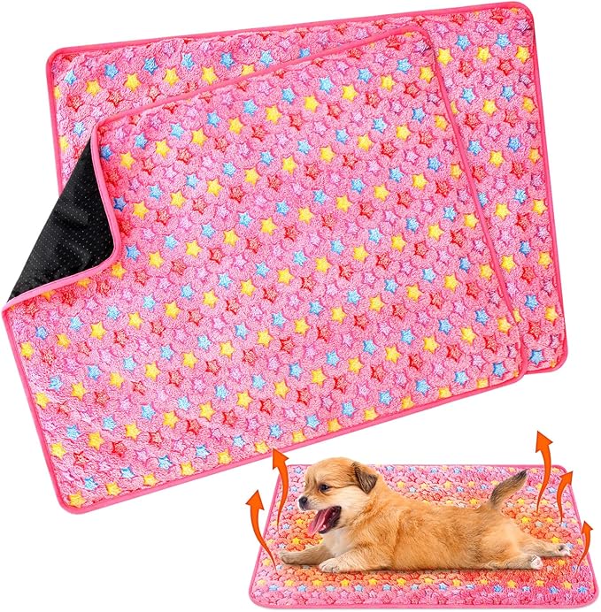 2 Pack Self Warming Cat Bed Pet Self Heating Pad Cat Warming Bed Mat Thermal Cat Mat Washable Reflects Body Heat Removable Cover for Indoor Outdoor Feral Pet (Little Star,20 x 28 Inch)