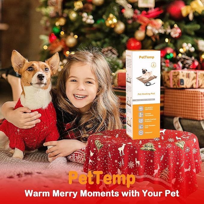 Pet Heating Pad, Electric Heated Pad for Dog Cat, Warm Mat Waterproof Dogs Cats Beds with Constant Temperature,Chew Resistant Cord, Comfortable Heater Heater Blanket Puppy and Kitten (S:16'' x 13'')