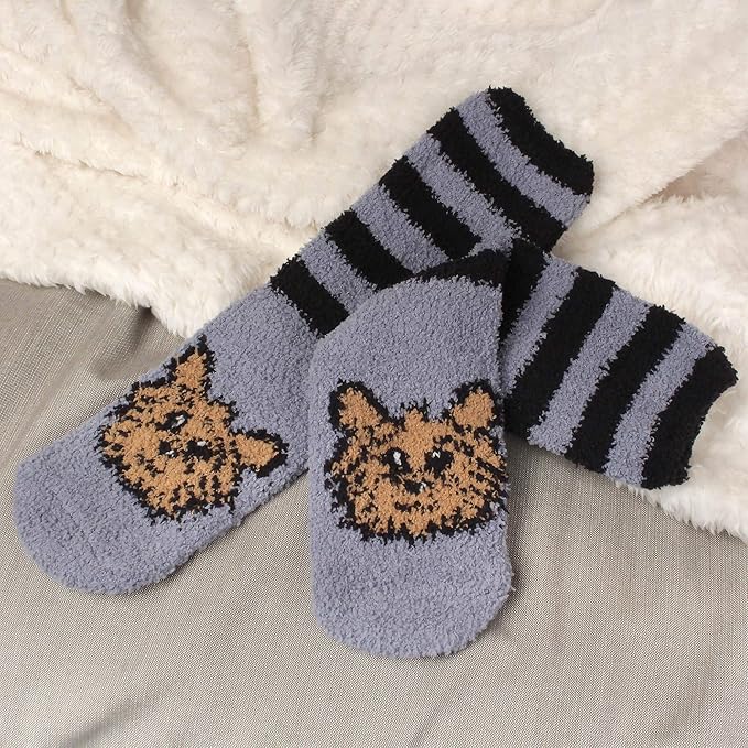 BambooMN Women's Super Soft Warm Microfiber Fuzzy Cozy Animal Socks or Christmas Winter Animal Socks, Value Pack