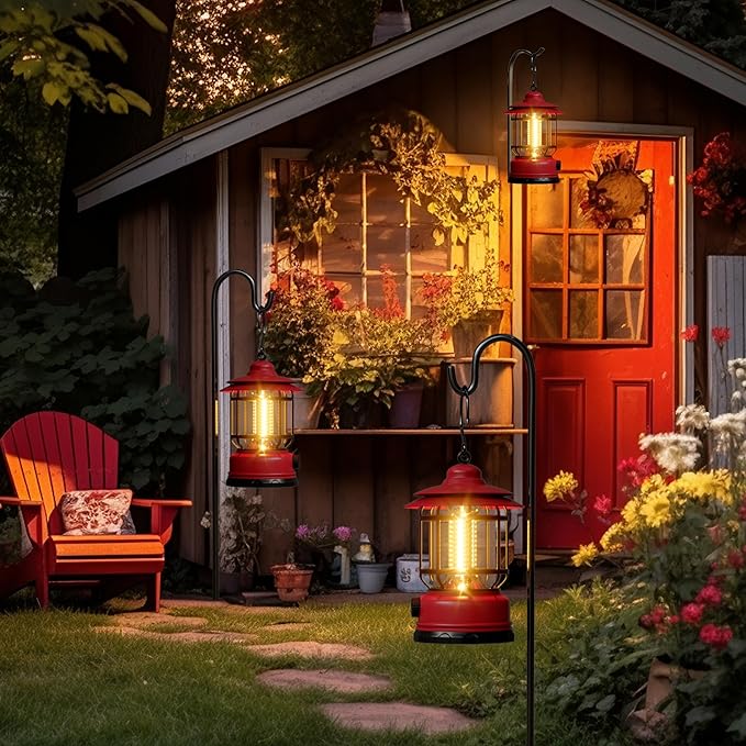 3 Pack Battery Powered LED Camping Lanterns, Red Battery Waterproof Camping Tent Lights with Stepless Dimming, Portable Outdoor Lamp for Camping, Hurricane, Garden, Yard, Hiking, Power Outage