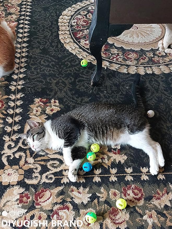 14 Pcs Cat Toys, 1.5" to 6.3", Lightweight, Interactive, Assorted Colors, Cat Toy Balls for Kitten Training and Play, for All Breed Sizes