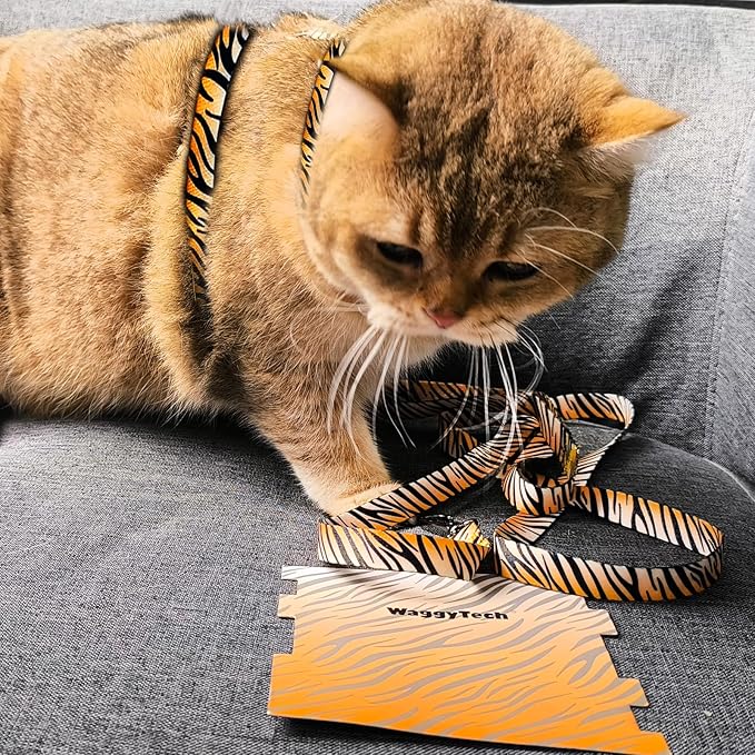 Cat Harness and Leash Escape Proof, Adjustable Soft Cat Collar and Leash for Outdoor Walking & Travel with Breathable Nylon, 4.9ft Kitten Leash - Lightweight & Safe Medium Cat Harness [S]