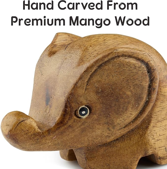 3 Elephant Figurines Centerpiece - Cute Decor and Gifts for Women - Wood Statue Home Sculpture - Bathroom and Office Decorations