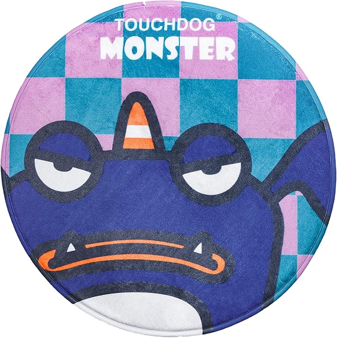 Touchdog ® Cartoon Crabby-Tooth Monster Cat and Dog Mat - Rounded Dog Bed for Both Indoor and Outdoor use - Pet Mat Features Quick-Drying Technology Looks Fun and Decorative for Any Home