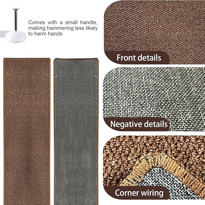 70.9"x 15.7" Thickened Extra Large Cat Wall Climbing Carpet with 10pcs Fixed Nails, Durable Cat Wall Furniture, Wall Scratcher, Scratching Post, Couch Sofa Protector, Brown