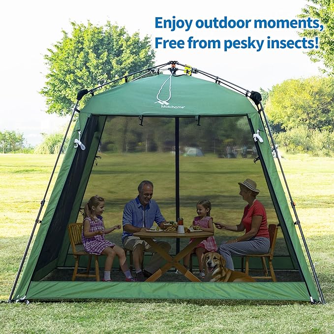 8.2'x8.2' Pop Up Canopy, 2025 Upgraded Outdoor Screen House Tent, Portable Folding Instant Camping Canopy, Easy Set-up Canopy -Olive Green