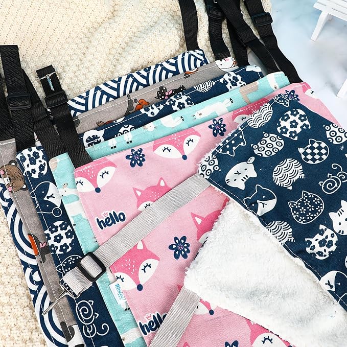 Barydat 6 Pcs Reversible Cat Hammock Bed 18.9 x 15 Inch Soft Breathable Pet Cage Hammock with Adjustable Straps Ferret Hammock Double Sided Cat Hammock Hanging for Kitten Puppy or Small Pet (Fabric)