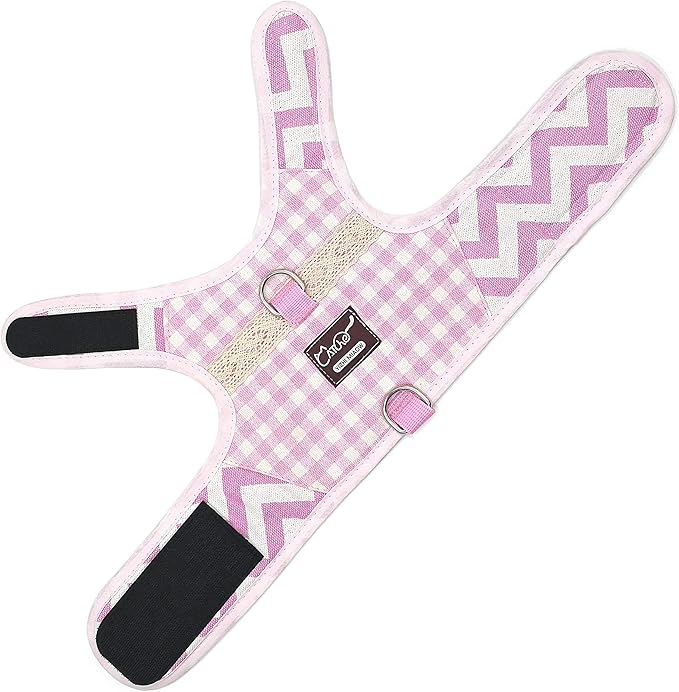 Cat Harness and Leash for Walking Escape Proof, Adjustable Cat Vest Harness, Padded Stylish Cat Walking Jackets, Pink Plaid, X-Small