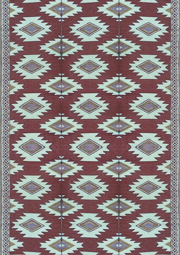 BalajeesUSA Outdoor Rug - 6x9 Red, Black, Sky Blue, Reversible Recycled Plastic Straw Outdoor Patio Rugs Clearance Waterproof Large RV Camper Mats Outside 460