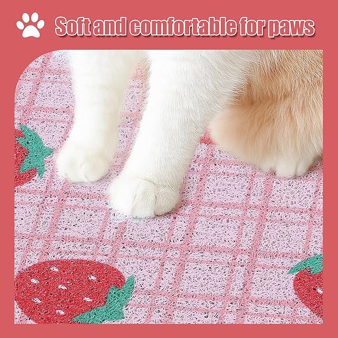 BALAPET Large Cat Litter Mat Litter Trapping Mat Soft and comfortable,Litter Box Mat with Non-slip and Waterproof for Cats Play,Feed and Rest,Easy to Clean,15 * 24in(Strawberries)