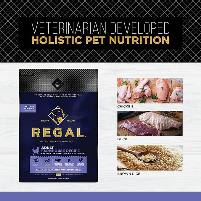 Adult Farmhouse Recipe (Chicken and Duck) All Natural, Slow Cooked Whole Grain Dry Dog Food for All Breeds and Sizes of Adult Dog - Made in The USA, 4 LB Bag (Pack of 2)