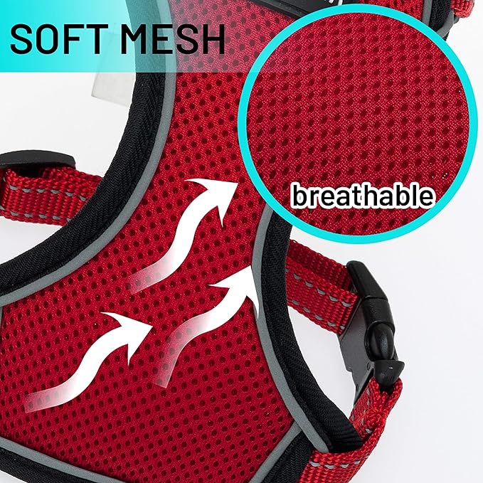 Cat Harness - Escape Proof Reflective Cat Harness and Leash for Small to Large Cats, Puppy, Small Dog - Adjustable Mesh Breathable Pink Cute Cat Harness for Walking Training Hiking