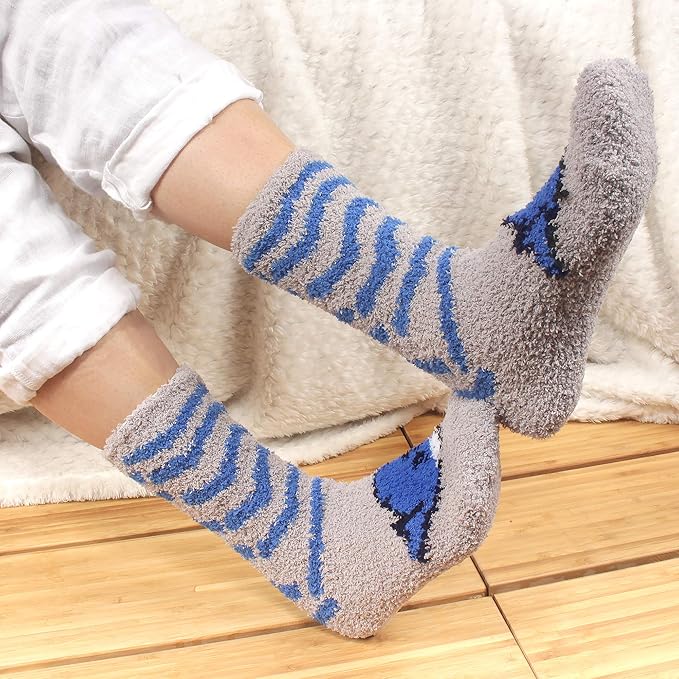 BambooMN Women's Super Soft Warm Microfiber Fuzzy Cozy Animal Socks or Christmas Winter Animal Socks, Value Pack