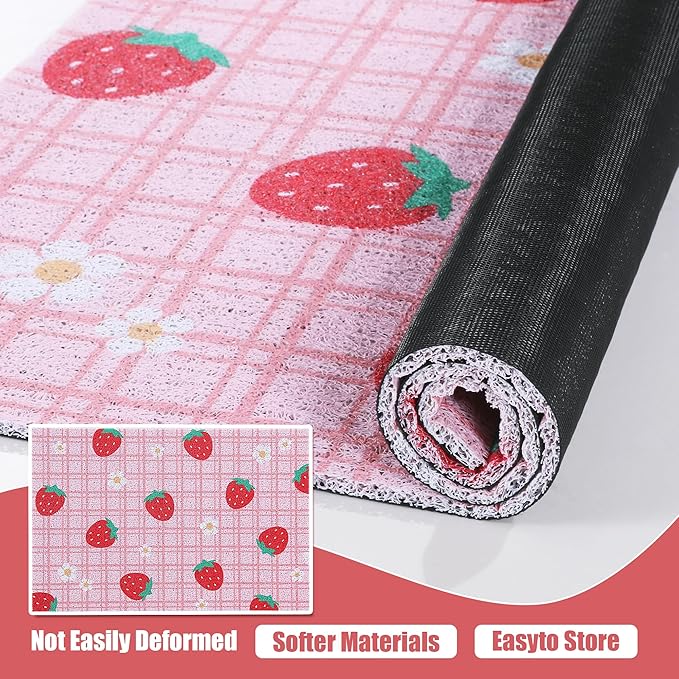 BALAPET Large Cat Litter Mat Litter Trapping Mat Soft and comfortable,Litter Box Mat with Non-slip and Waterproof for Cats Play,Feed and Rest,Easy to Clean,15 * 24in(Strawberries)