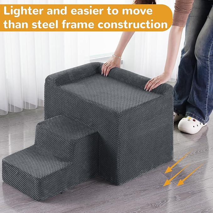 HOMBYS Foam Dog Window Perch, Orthopaedic Dog Bed with Dog Stairs, Soft & Supportive Do Not Hurt Dog for Joint Protect, 2 Parts Easy to Assemble Bunk Bed, Pet Perch to Look Out Window