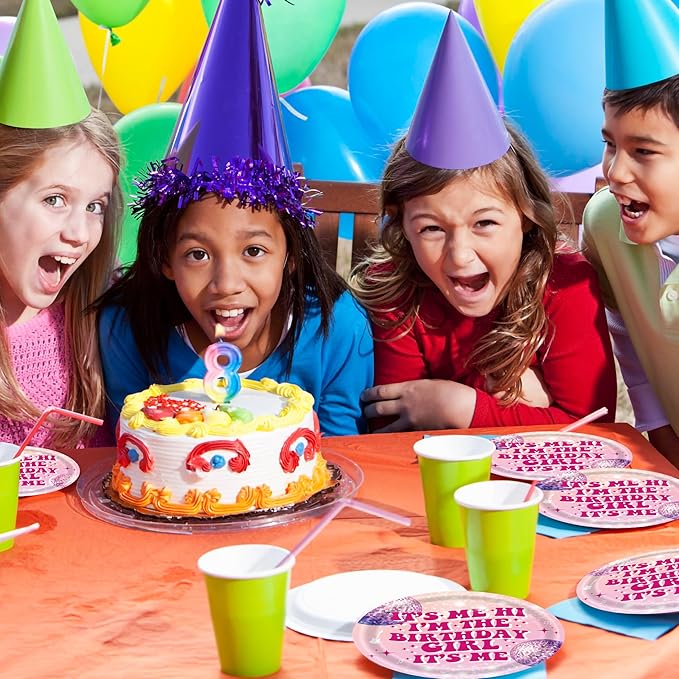 96 Pcs Birthday Plates and Napkins Party Supplies - Disposable Forks Paper Dessert Tableware Its Me Hi Im The Birthday Girl Its Me Decorations Table Dinnerware Favors Set, Serves 24