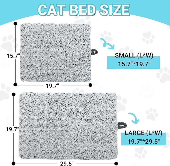 Self Warming Cat Bed for Indoor Cats & Small Dogs, Cozy Thick Cat Mat Bed Self Heating Pad for Cold Weather, Washable Fluffy Calming Bed Cushion Sleeping Relaxing Playing