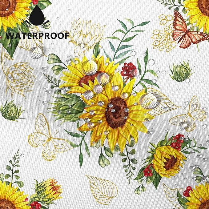 AWERT Vibrant Sunflower Shower Curtain for Bathroom,Waterproof Fabric Plants Shower Curtain with Hooks 72x84 inch