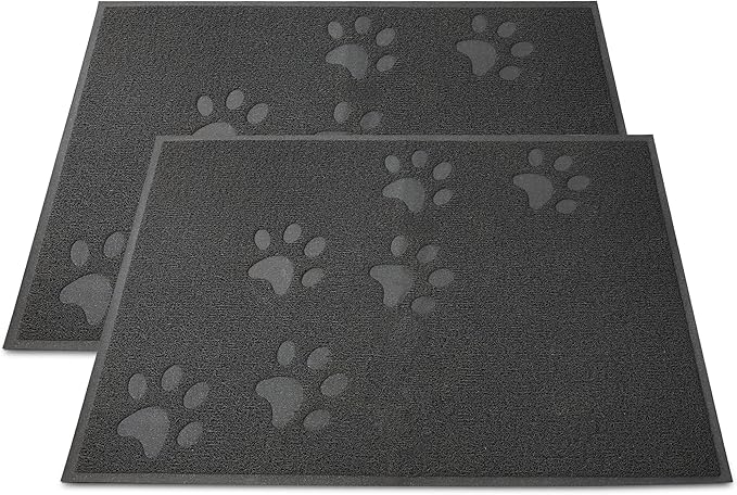 Andalus Medium Cat Litter Mat, Pack of 2 - Waterproof, Non-Slip & Easy to Clean Cat Litter Box Mat for Extra Efficient Pet Litter-Trapping, Grey (23.5” X 15.75”)