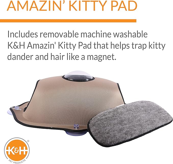 K&H Pet Products EZ Mount Window Bubble Pod Kitty Sill Window Sill Cat Bed Cat Perch, Cat Hammock with Lookout Bubble Window Tan 27 X 20 Inches