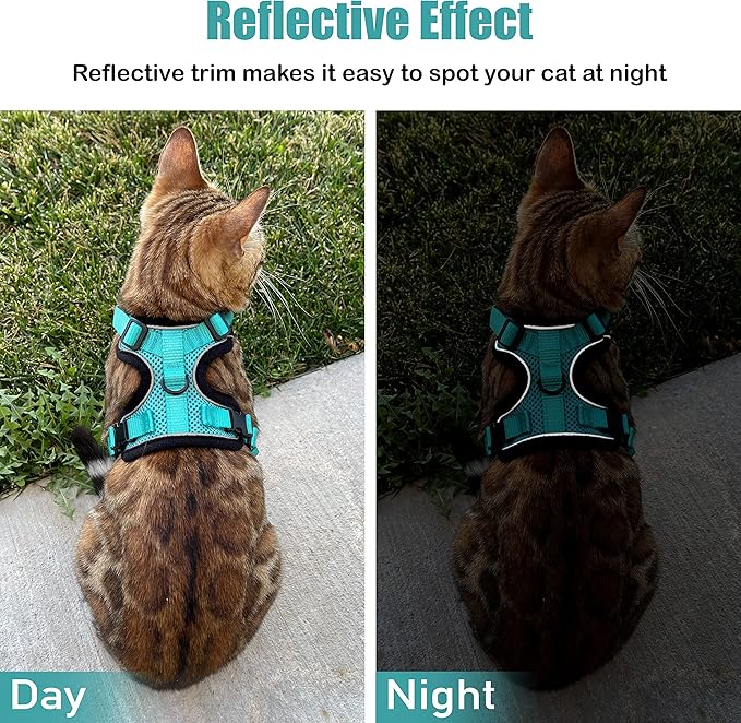 MeWO Cat Harness and Leash Set - Escape Proof, Reflective, Adjustable for a Safe & Snug Fit, Cat Walking Harness and Leash Cat Leash and Harness Set Cat Leashes and Harnesses for Walking Cat Harnesses