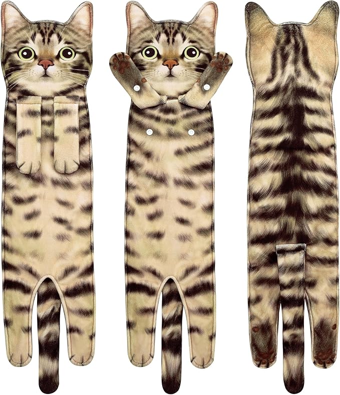 AGRIMONY Cat Funny Hand Towels for Bathroom Kitchen - Cute Decorative Cat Decor Hanging Washcloths Face Towels Super Absorbent Soft - Housewarming Birthday Christmas Fun Gifts for Women Cat Lovers