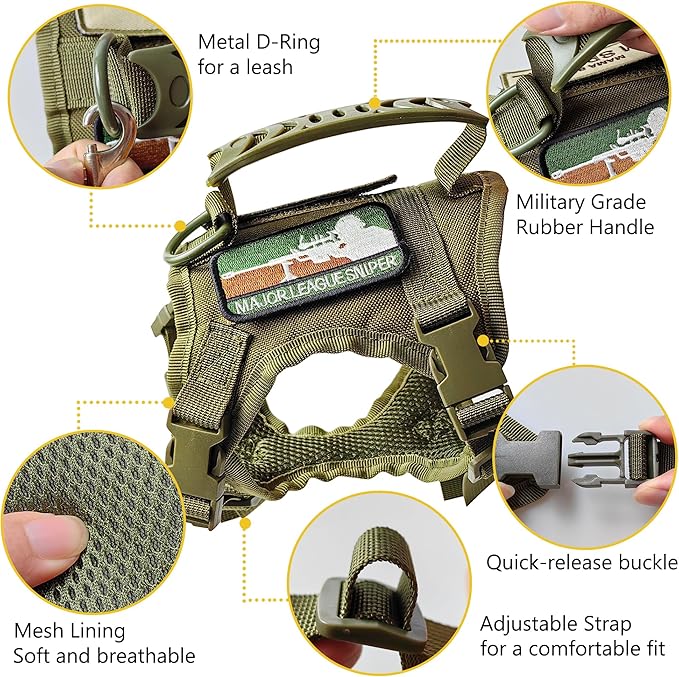 Tactical Cat Harness and Leash for Walking Escape Proof, Adjustable Cat Vest Harness Easy Control with Pet Cowboy Costume for Cat, Puppy and Small Dog (Army Green and Black)