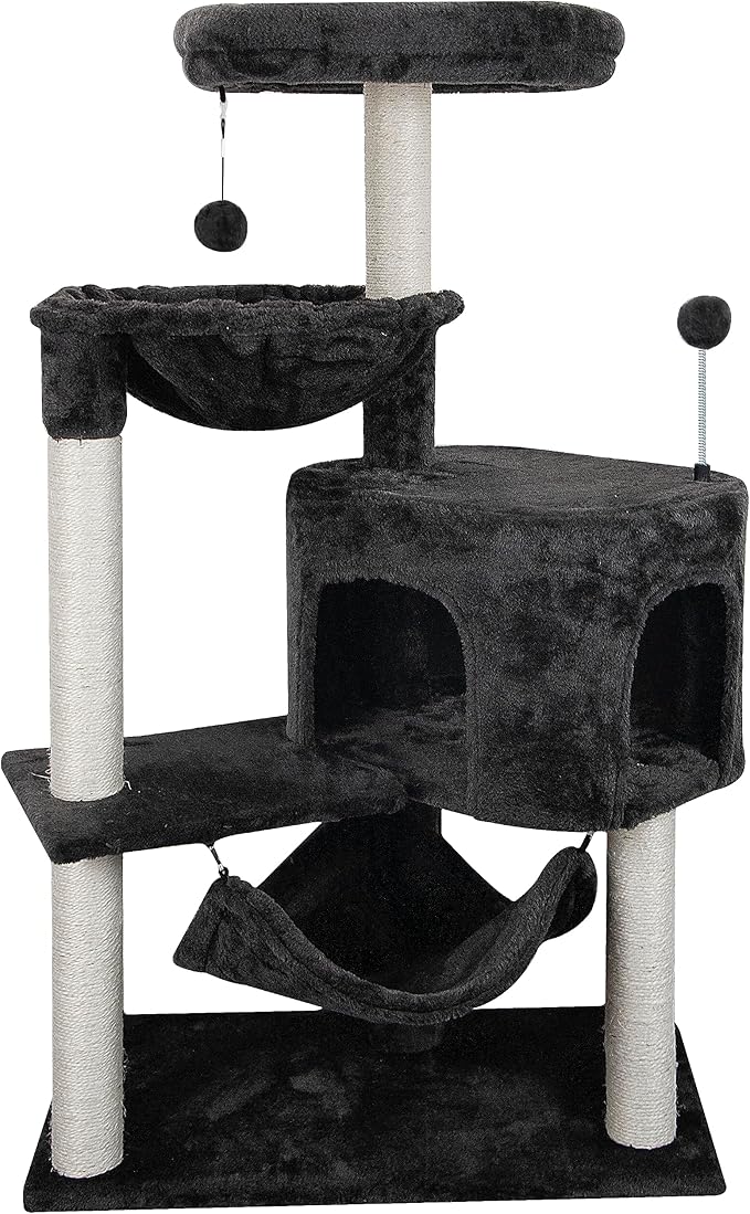 YUNIQUE Cat Tree with Cat Condo and Big Hammock, Darkgrey