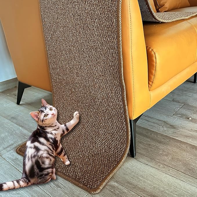 70.9"x 15.7" Thickened Extra Large Cat Wall Climbing Carpet with 10pcs Fixed Nails, Durable Cat Wall Furniture, Wall Scratcher, Scratching Post, Couch Sofa Protector, Brown
