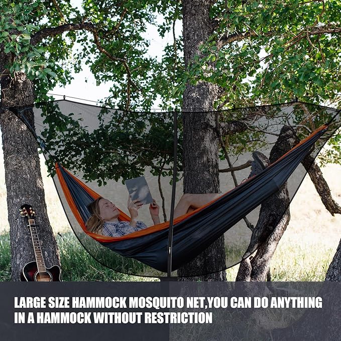 2 Pieces Hammock Bug Mesh Net 11 x 4.7 FT Hammock with Mosquito Net Camping 360 Degree Protection Dual Sided Diagonal Zipper for Hiking Camping Backpacking