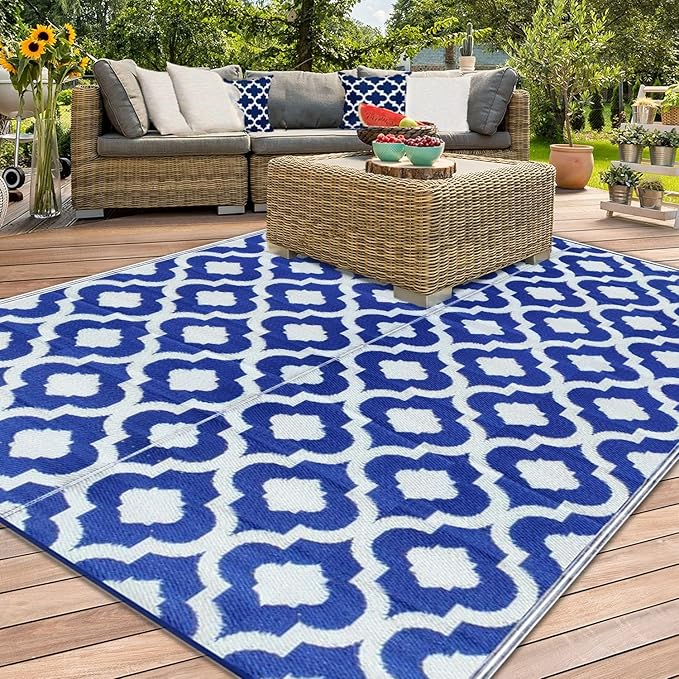 BalajeesUSA Outdoor Rug - 5x7 feet, Multi Color, Reversible, Portable, for Camping picnic, Waterproof, Plastic straw patio rugs, RV camper mat 477