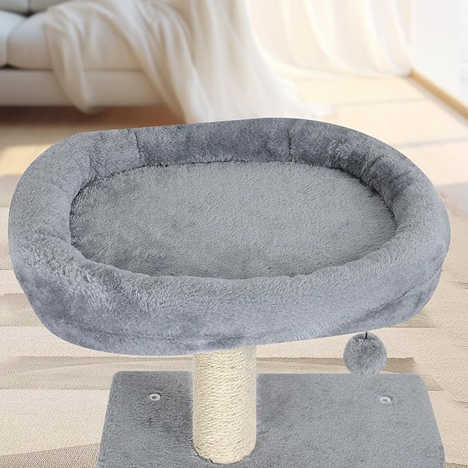 45in Cat Tree Tower with Big Cat Condo for Indoor Cats,Cat Tower Activity Center Cat Furniture with Scratching Post and Hanging Bed,Grey