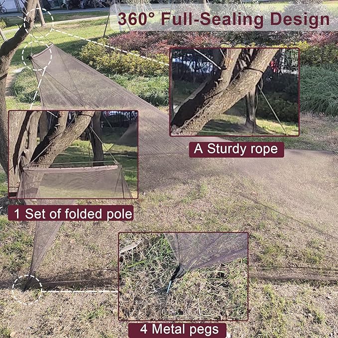 Aventik EDSRDLUZ 400 Fine Meshes Triangular Outdoor Camping Mosquito Net for Camping Bed Compact, Bug Net with Carry Bag, 94" x 67" x 55" Ideal for Double Camping Use