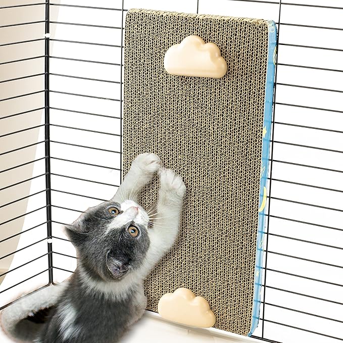 Cat Scratching Post for Cage, Cage Wall Mounted Cat Scratcher, Cardboard Scratcher, SCRC-40X30