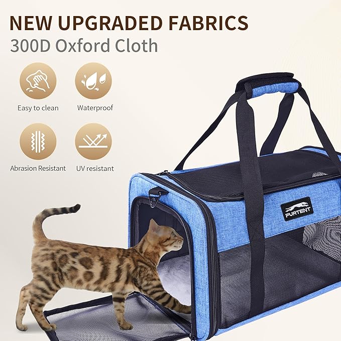 Airline Approved Pet Carrier for Cats and Small Dogs - Soft Sided, Foldable, Cat Dog Carrier Fits Pets Up to 18 lbs - Ideal for Travel, Car Rides, and Vet Visits - Dark Blue