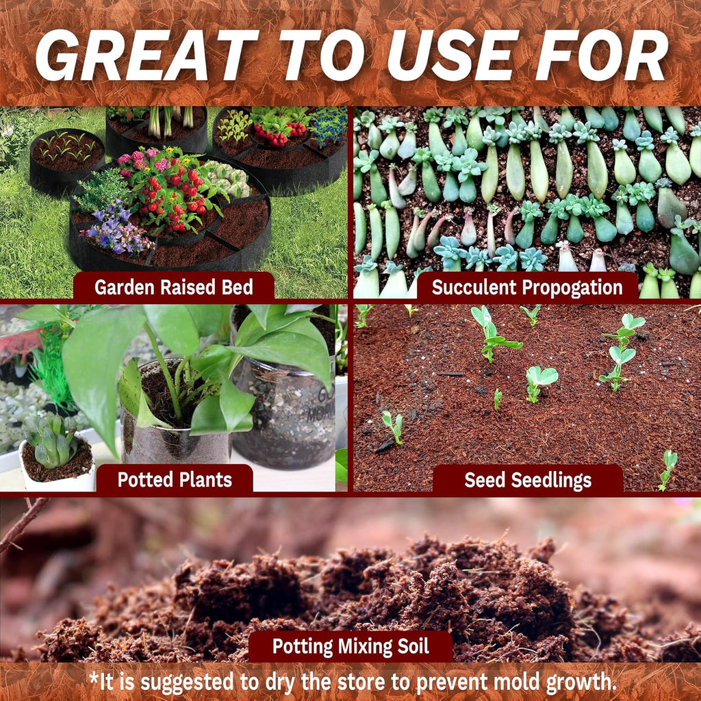 Coco Coir for Plants- 10LB Organic Coconut Coir Brick with Low EC & PH Balanced,Coco Fiber for Herbs& Flowers, Renewable Coco Soil for Planting(18 Gal.)