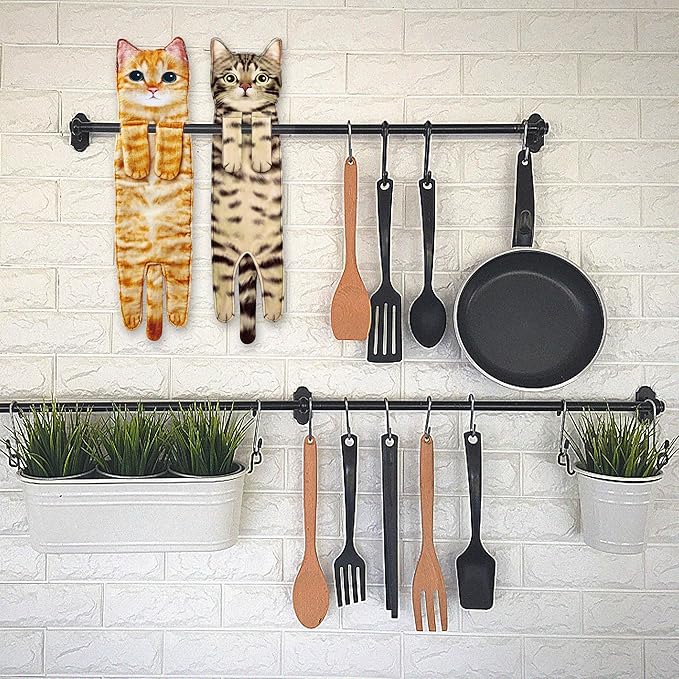 AGRIMONY Cat Funny Hand Towels for Bathroom Kitchen - Cute Decorative Cat Decor Hanging Washcloths Face Towels Super Absorbent Soft - Housewarming Birthday Christmas Fun Gifts for Women Cat Lovers