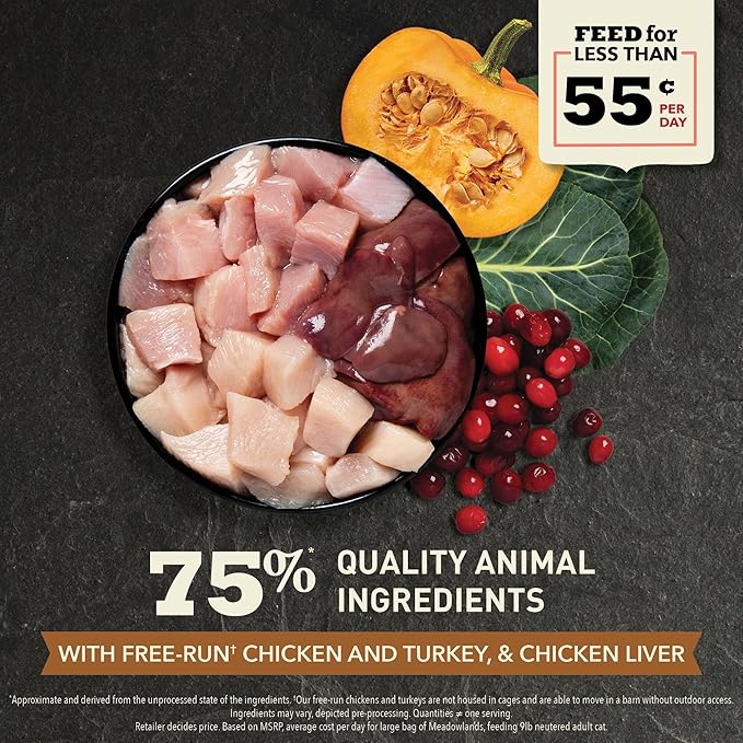 ACANA Highest Protein Meadowlands Grain-Free Dry Cat Food, Free-Run Chicken and Turkey and Chicken Liver Cat Food Recipe, 10lb