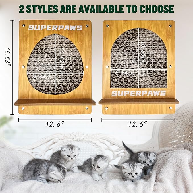 Cat Scratching Board, Easel-Shaped Corrugate Cat Scratcher for Indoor Cats, Cat Scratch Pad with Premium Scratch Textures Design, Cardboard Cat Scratcher with Double-Sided Usability (Oval)