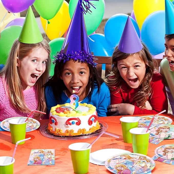 96 Pcs Birthday Plates and Napkins Party Supplies, Disposable Forks Paper Dessert Tableware Green Cartoon Decorations Table Dinnerware Favors Set, Serves 24