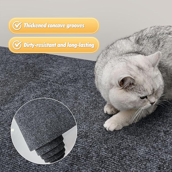 Trimmable Cat Scratching Mat, 78.7"x15.8" Self-Adhesive Cat Scratching Post Pad, Cat Tree Shelves Cover Replacement, DIY Versatile Protector for Steps, Couch and Furniture