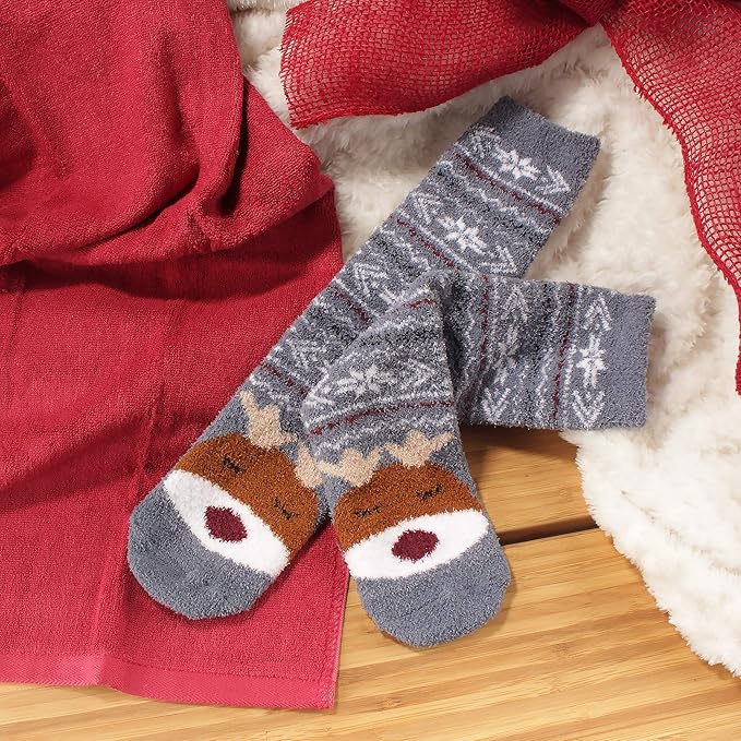 BambooMN Women's Super Soft Warm Microfiber Fuzzy Cozy Animal Socks or Christmas Winter Animal Socks, Value Pack