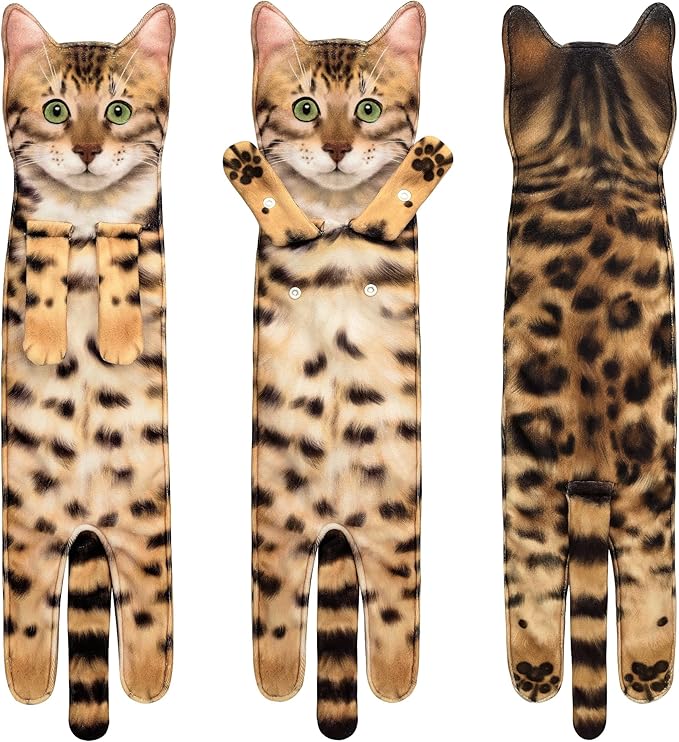 AGRIMONY Cat Funny Hand Towels for Bathroom Kitchen - Cute Decorative Cat Decor Hanging Washcloths Face Towels Super Absorbent Soft - Housewarming Birthday Christmas Fun Gifts for Women Cat Lovers
