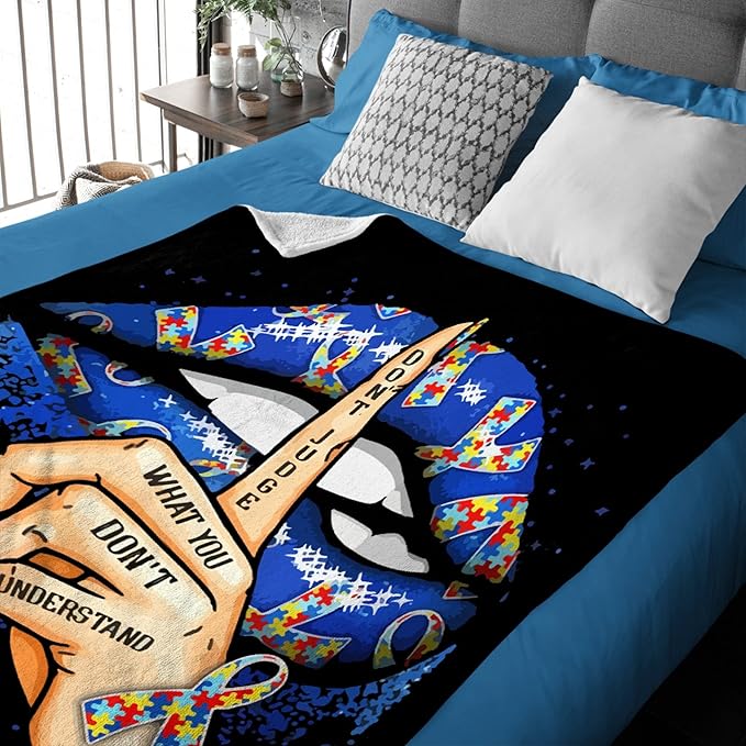 Autism Awareness Blanket Throw Super Soft and Cozy Blankets for Home Decoration, Couch, Bed, Sofa 60"x50" Medium for Teen for All Seasons