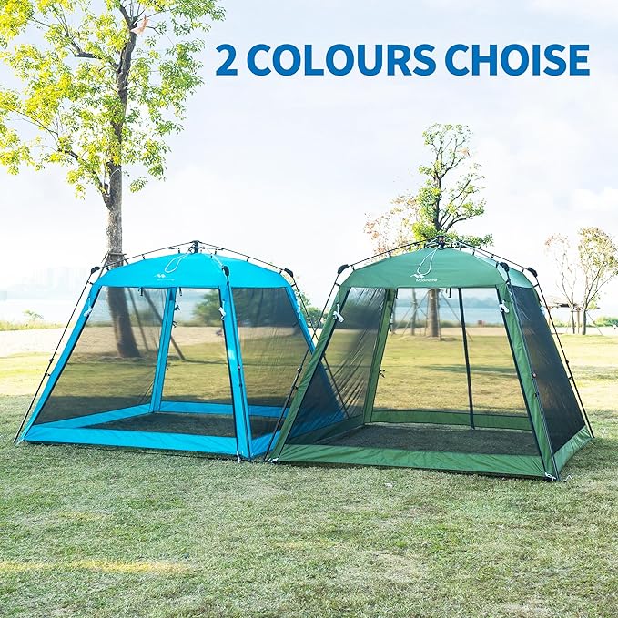 8.2'x8.2' Pop Up Canopy, 2025 Upgraded Outdoor Screen House Tent, Portable Folding Instant Camping Canopy, Easy Set-up Canopy -Olive Green