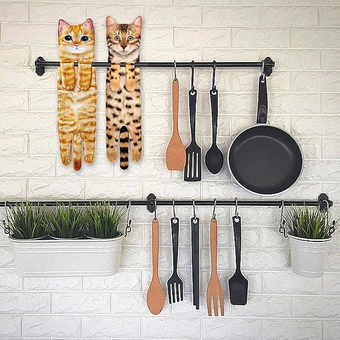 AGRIMONY Cat Funny Hand Towels for Bathroom Kitchen - Cute Decorative Cat Decor Hanging Washcloths Face Towels Super Absorbent Soft - Housewarming Birthday Christmas Fun Gifts for Women Cat Lovers